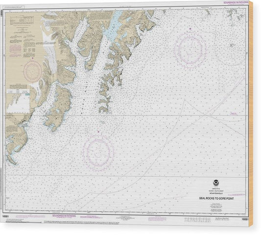 Nautical Chart-16681 Seal Rocks-Gore Point Wood Print