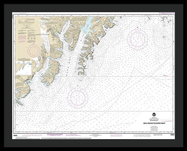 Nautical Chart-16681 Seal Rocks-gore Point - Framed Print