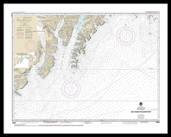 Nautical Chart-16681 Seal Rocks-gore Point - Framed Print