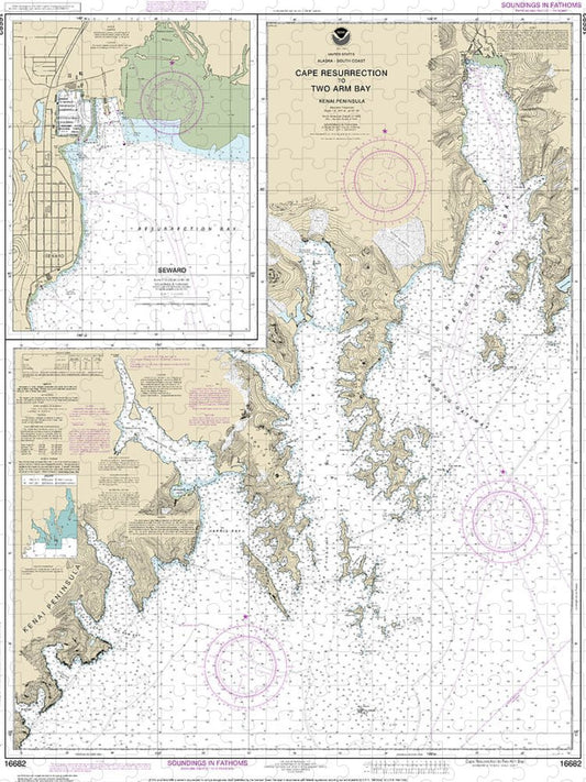 Nautical Chart 16682 Cape Resurrection Two Arm Bay, Seward Puzzle