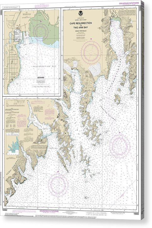 Nautical Chart-16682 Cape Resurrection-Two Arm Bay, Seward  Acrylic Print