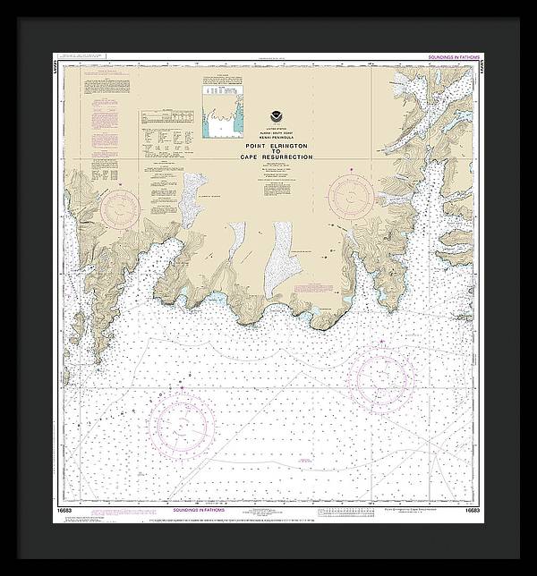 Nautical Chart-16683 Point Elrington-cape Resurrection - Framed Print