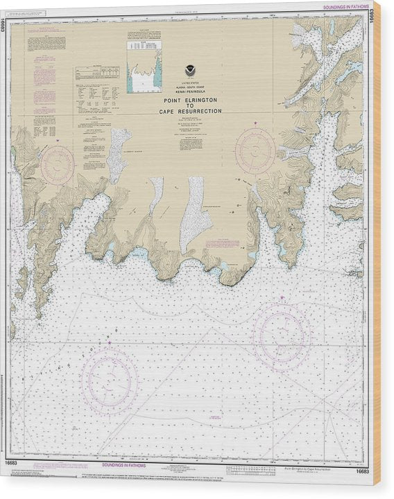 Nautical Chart-16683 Point Elrington-Cape Resurrection Wood Print