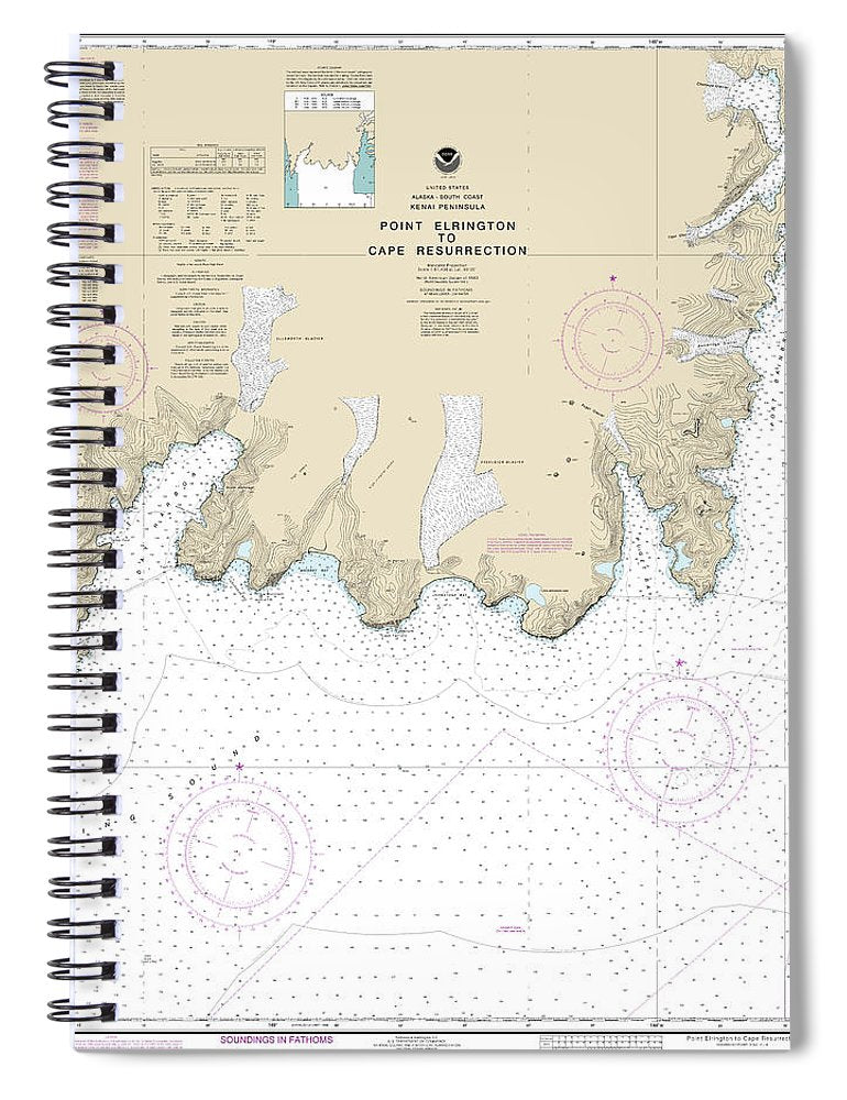 Nautical Chart 16683 Point Elrington Cape Resurrection Spiral Notebook