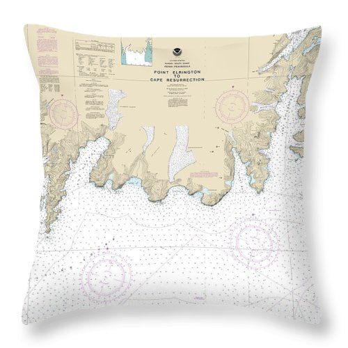 Nautical Chart-16683 Point Elrington-cape Resurrection - Throw Pillow