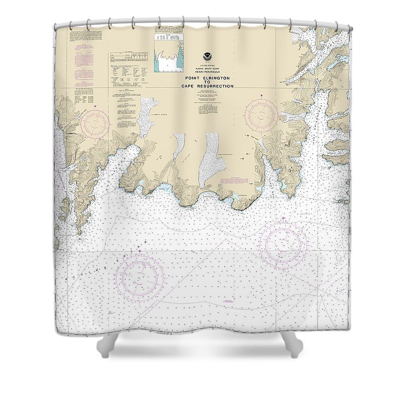 Nautical Chart 16683 Point Elrington Cape Resurrection Shower Curtain