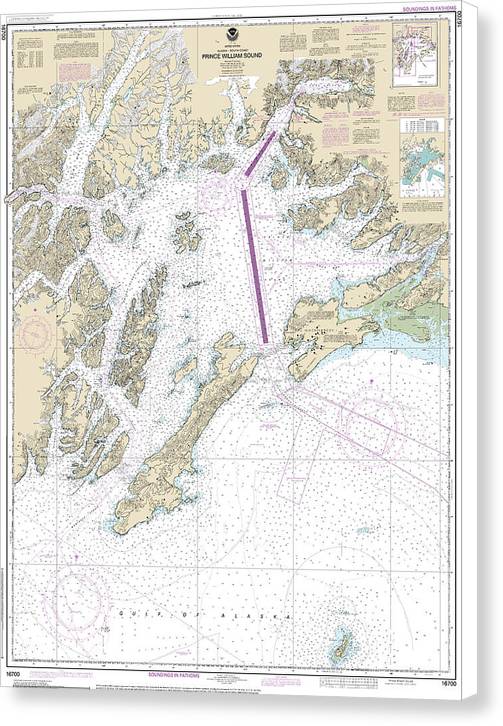 Nautical Chart-16700 Prince William Sound - Canvas Print