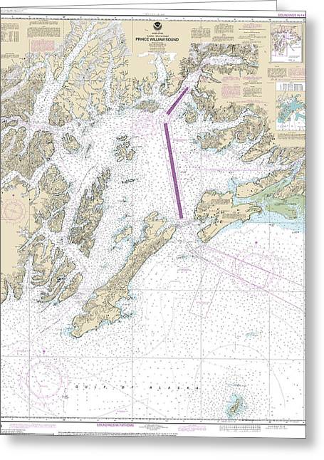 Nautical Chart-16700 Prince William Sound - Greeting Card