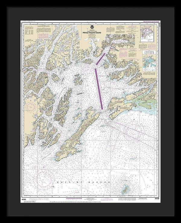 Nautical Chart-16700 Prince William Sound - Framed Print