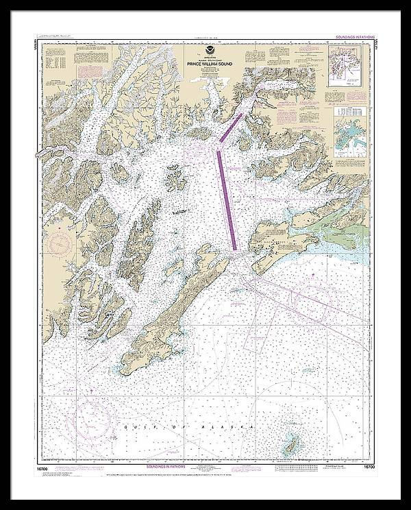 Nautical Chart-16700 Prince William Sound - Framed Print