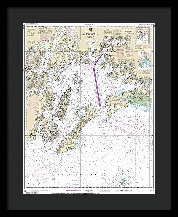 Nautical Chart-16700 Prince William Sound - Framed Print