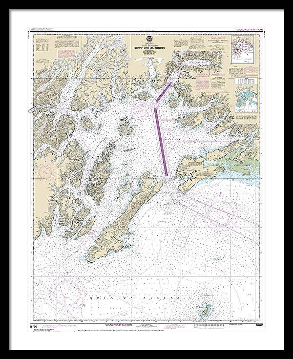 Nautical Chart-16700 Prince William Sound - Framed Print