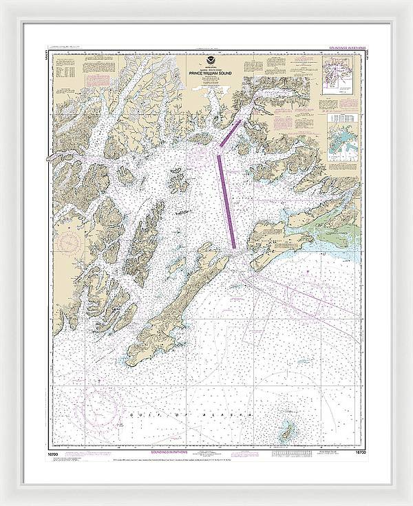 Nautical Chart-16700 Prince William Sound - Framed Print