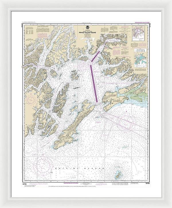 Nautical Chart-16700 Prince William Sound - Framed Print