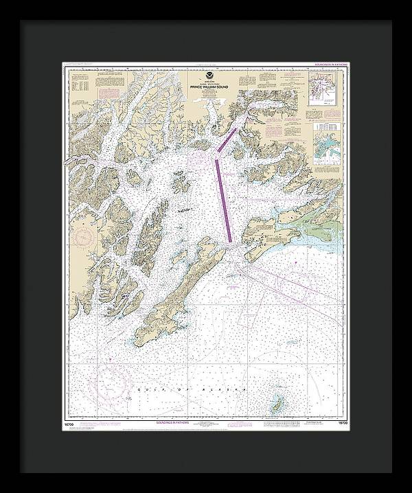 Nautical Chart-16700 Prince William Sound - Framed Print