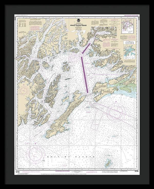 Nautical Chart-16700 Prince William Sound - Framed Print