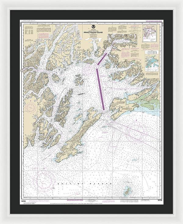 Nautical Chart-16700 Prince William Sound - Framed Print