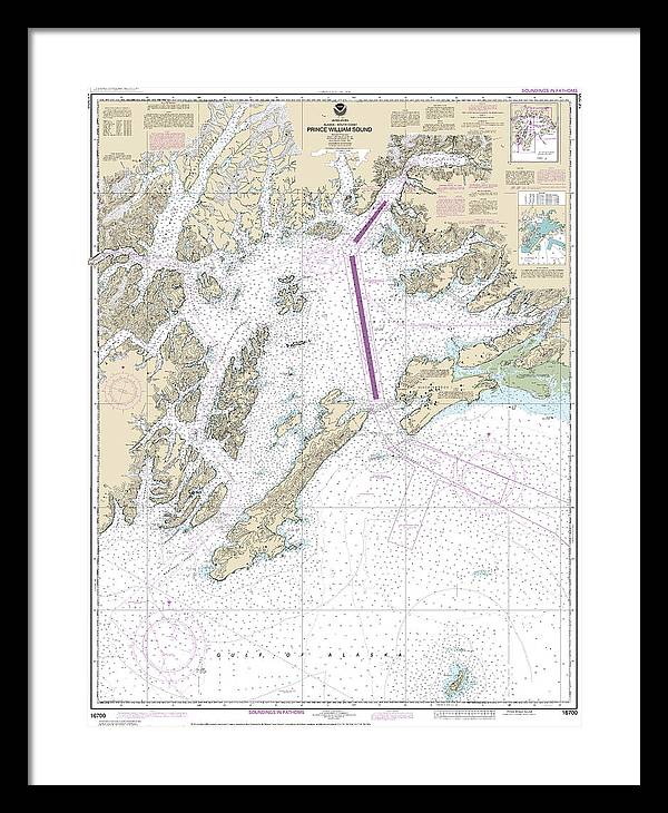 Nautical Chart-16700 Prince William Sound - Framed Print