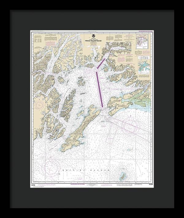 Nautical Chart-16700 Prince William Sound - Framed Print