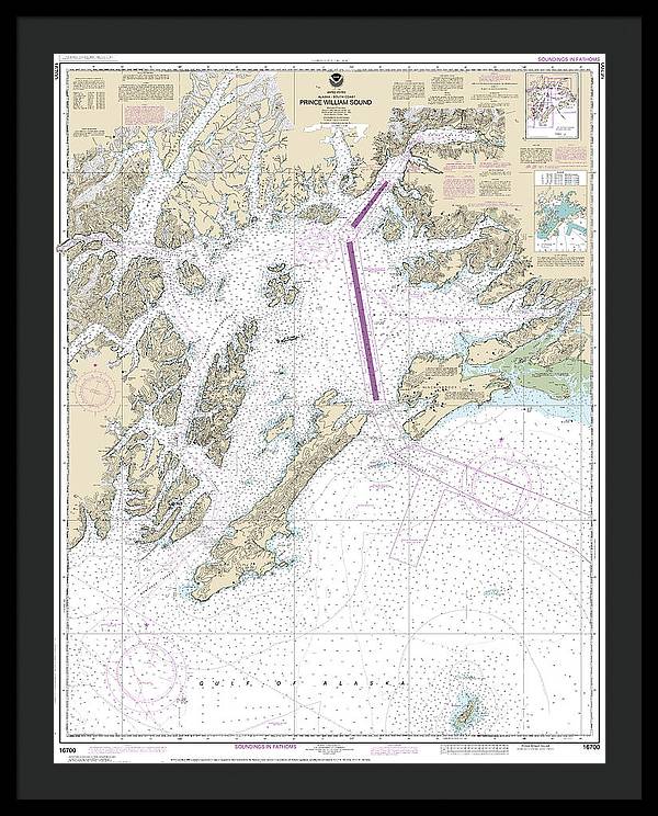 Nautical Chart-16700 Prince William Sound - Framed Print