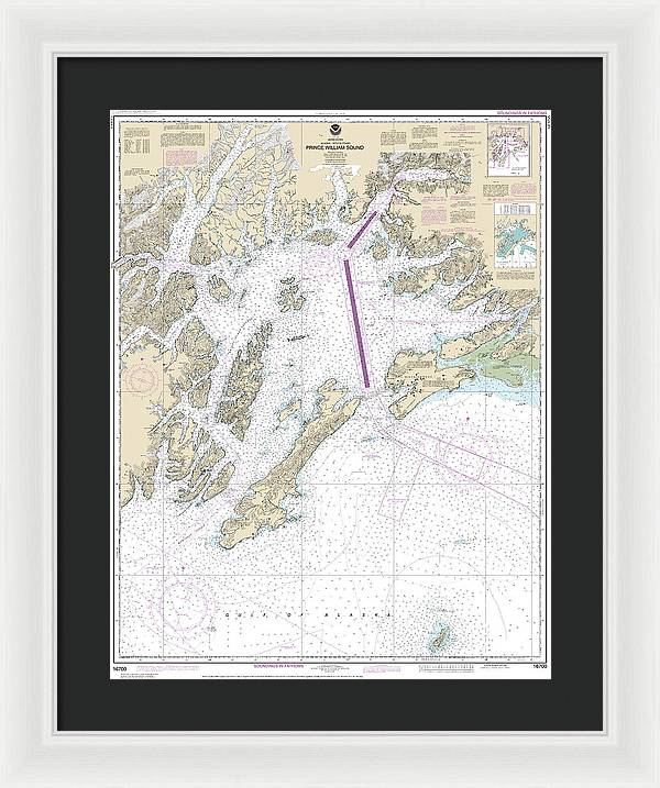 Nautical Chart-16700 Prince William Sound - Framed Print