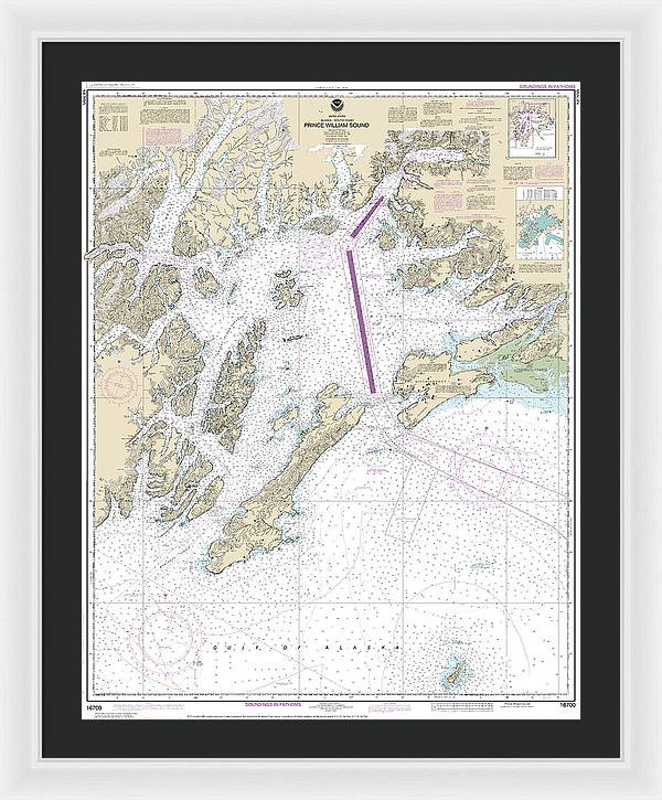 Nautical Chart-16700 Prince William Sound - Framed Print