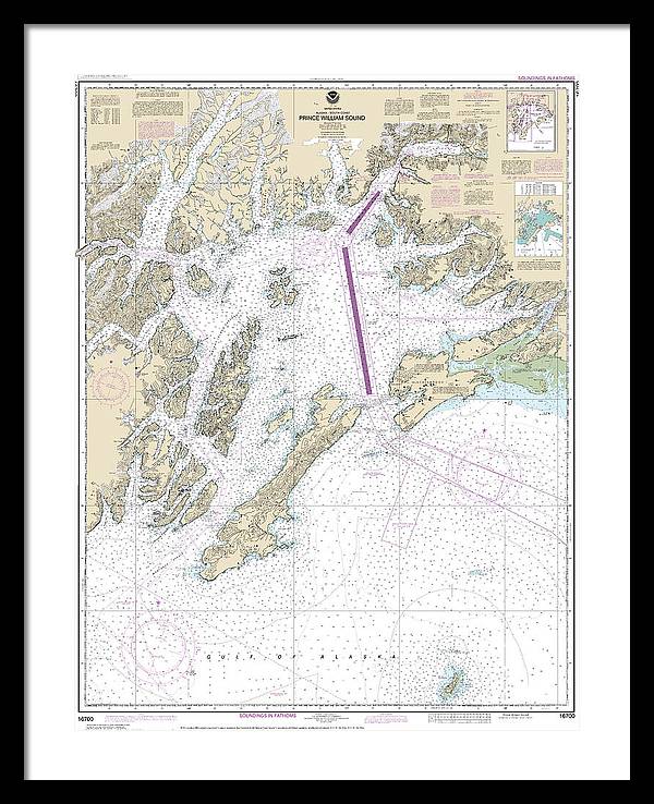 Nautical Chart-16700 Prince William Sound - Framed Print