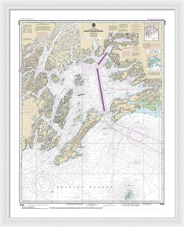 Nautical Chart-16700 Prince William Sound - Framed Print