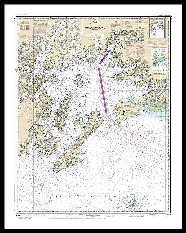 Nautical Chart-16700 Prince William Sound - Framed Print