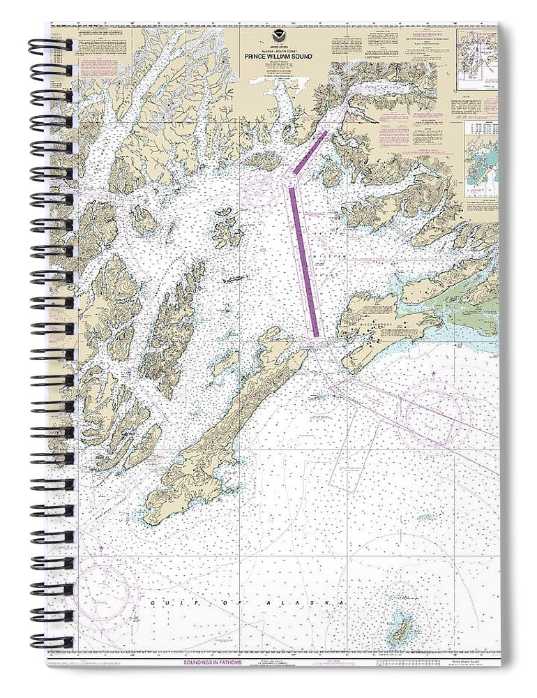 Nautical Chart 16700 Prince William Sound Spiral Notebook