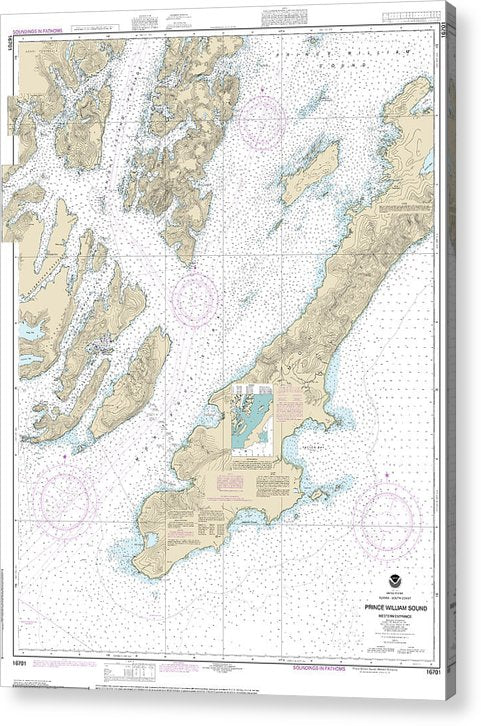 Nautical Chart-16701 Prince William Sound-Western Entrance  Acrylic Print