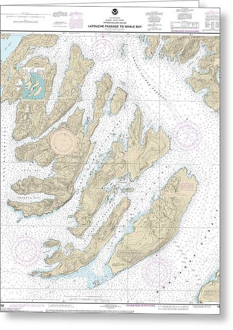 Nautical Chart-16702 Latouche Passage-whale Bay - Greeting Card