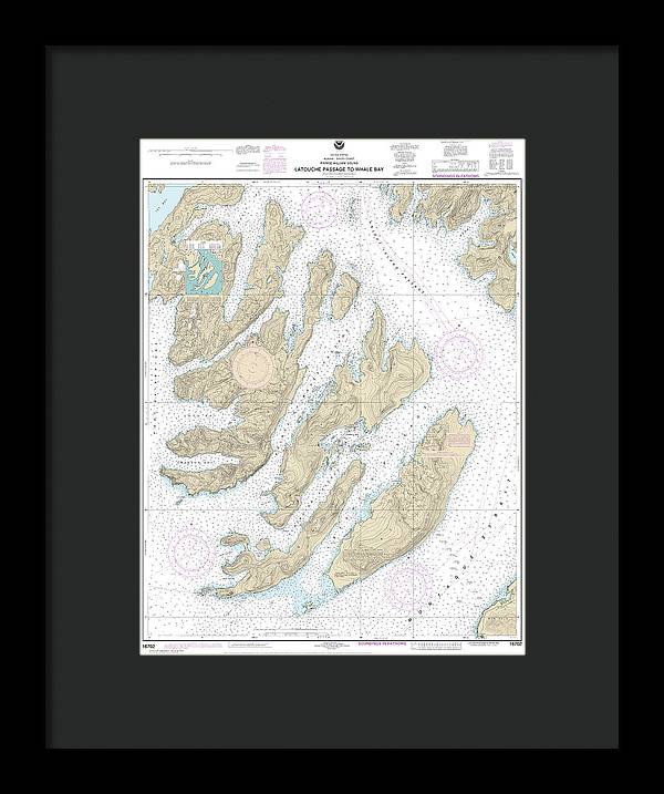 Nautical Chart-16702 Latouche Passage-whale Bay - Framed Print