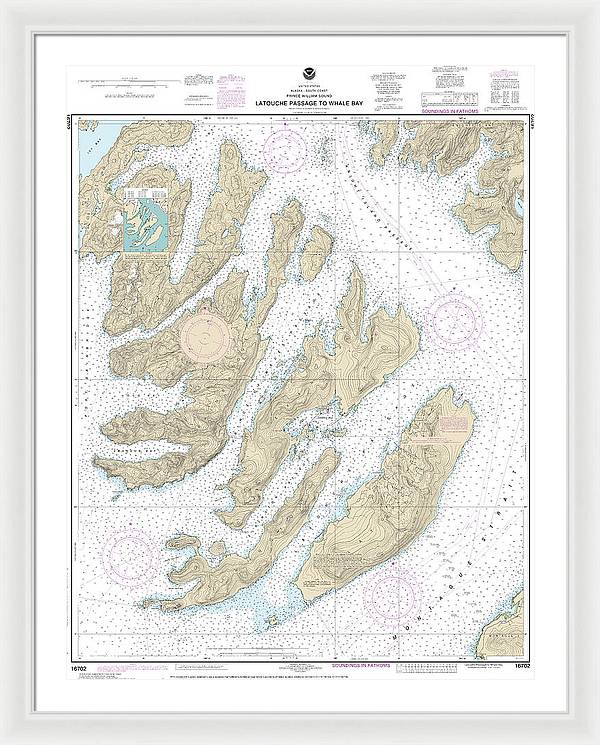 Nautical Chart-16702 Latouche Passage-whale Bay - Framed Print