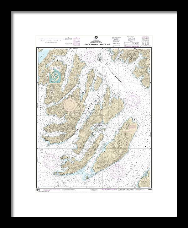 Nautical Chart-16702 Latouche Passage-whale Bay - Framed Print