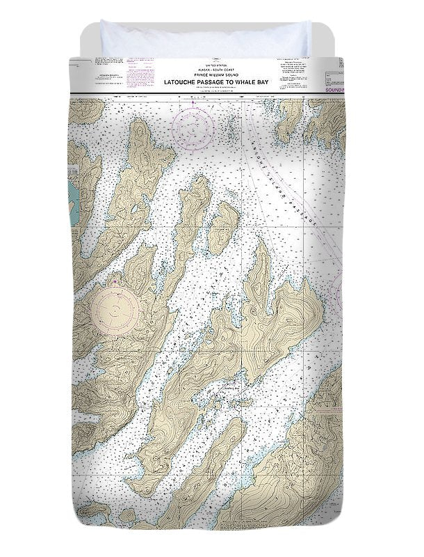 Nautical Chart-16702 Latouche Passage-whale Bay - Duvet Cover