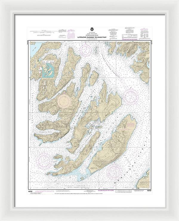 Nautical Chart-16702 Latouche Passage-whale Bay - Framed Print