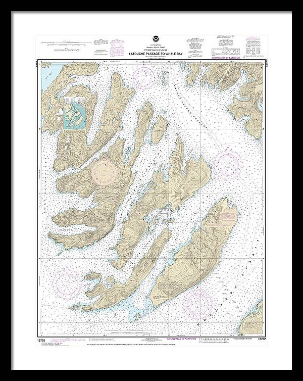 Nautical Chart-16702 Latouche Passage-whale Bay - Framed Print