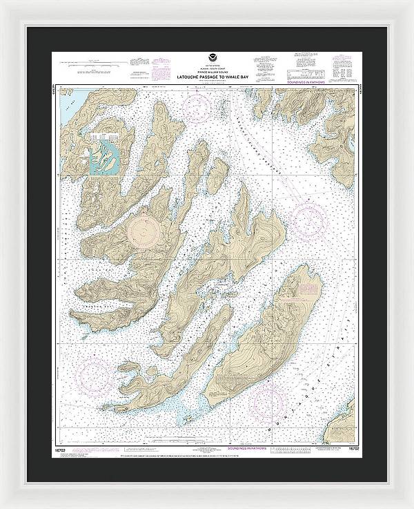 Nautical Chart-16702 Latouche Passage-whale Bay - Framed Print