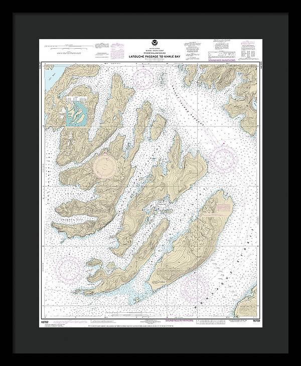 Nautical Chart-16702 Latouche Passage-whale Bay - Framed Print