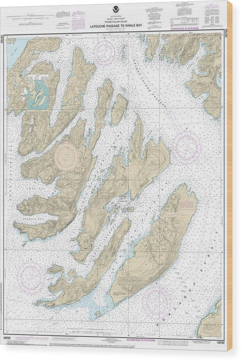 Nautical Chart-16702 Latouche Passage-Whale Bay Wood Print