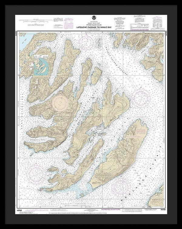 Nautical Chart-16702 Latouche Passage-whale Bay - Framed Print