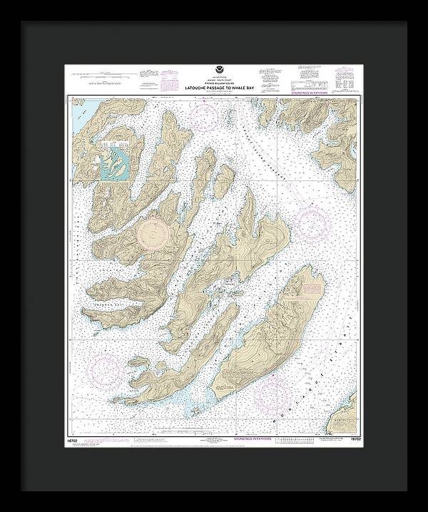 Nautical Chart-16702 Latouche Passage-whale Bay - Framed Print