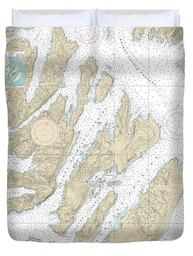 Nautical Chart-16702 Latouche Passage-whale Bay - Duvet Cover