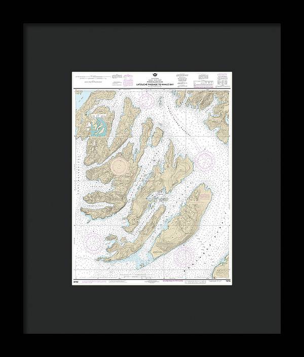 Nautical Chart-16702 Latouche Passage-whale Bay - Framed Print