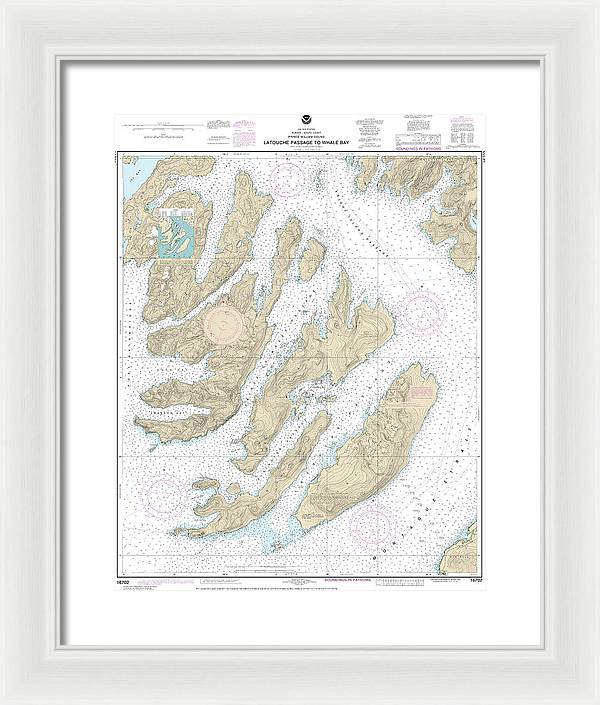 Nautical Chart-16702 Latouche Passage-whale Bay - Framed Print