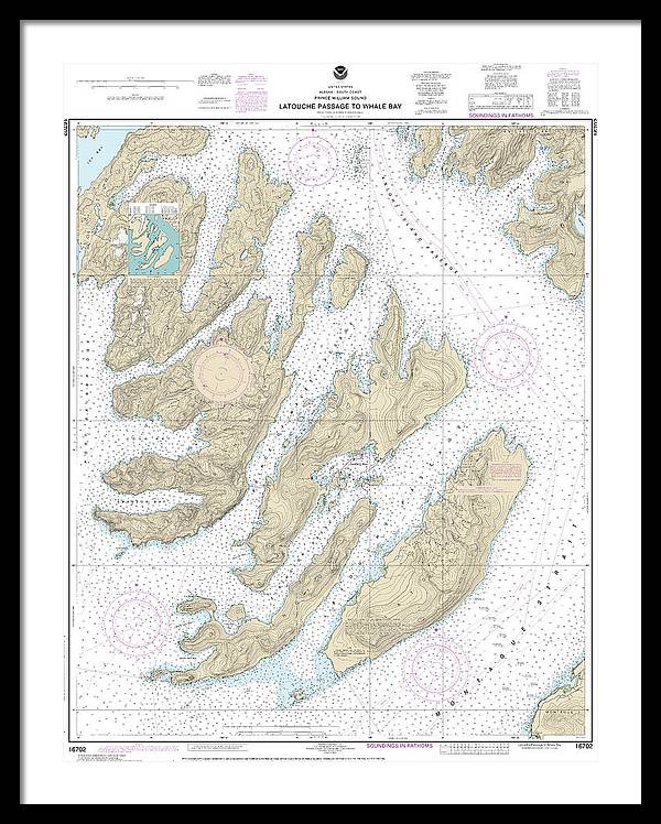 Nautical Chart-16702 Latouche Passage-whale Bay - Framed Print