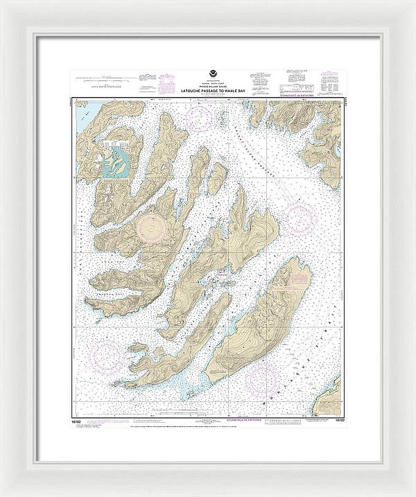 Nautical Chart-16702 Latouche Passage-whale Bay - Framed Print