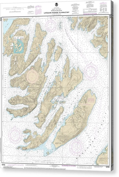 Nautical Chart-16702 Latouche Passage-Whale Bay  Acrylic Print