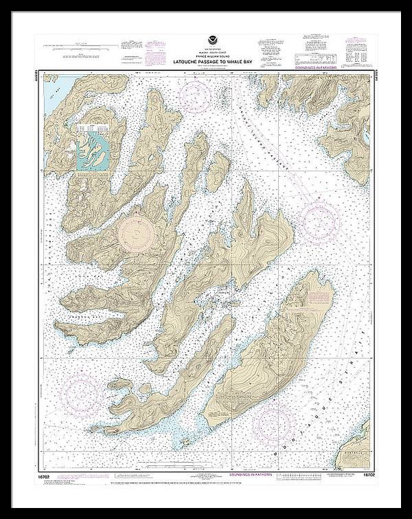 Nautical Chart-16702 Latouche Passage-whale Bay - Framed Print